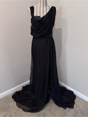 Whimsigoth Formal Dress Black Lace Wedding Gothic Funeral Gown Sz 8 NWT